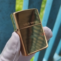 Vỏ Zippo High Polish Solid Brass 254 (Không Kèm Ruột) - Vỏ Zippo Vàng Bóng Chữ Solid Brass