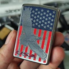 Zippo 2019 Brush Chrome Eagle USA Flag