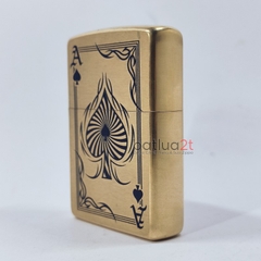 Zippo 2019 Brushed Brass Spade Cards - Chủ Đề Át Bích