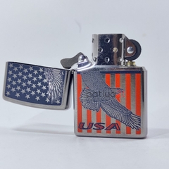 Zippo 2019 Brush Chrome Eagle USA Flag