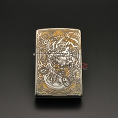 Zippo 250 High Polish Chrome Khắc Sâu Chủ Đề Kỳ Lân