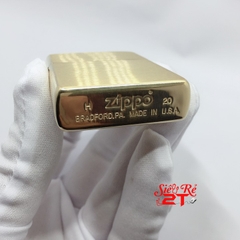 Vỏ Zippo Brushed Solid Brass 204 Chính Hãng - Vỏ Zippo Vàng Chữ Solid Brass