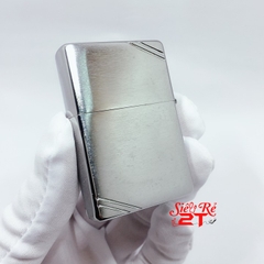 Vỏ Zippo Vintage Brush Fin Chrome 230 chính hãng - Chặc góc 2 mặt