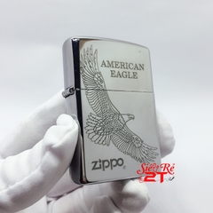 Zippo 250 High Polished Chrome Khắc Đại Bàng - Zippo 250 Chính Hãng