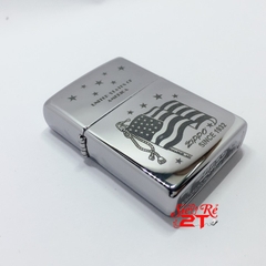 Zippo 250 High Polished Chrome Khắc Cờ Mỹ - Zippo 250 Chính Hãng