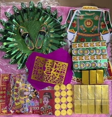 Bộ Giấy Cúng Đầy Tháng Thôi Nôi Cúng Căn Đầy Đủ Hài Sảo Tròn Tone Xanh
