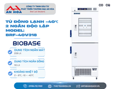 Tủ đông lạnh -40°C (2 ngăn độc lập) 318L, 368L, 450L hãng: Biobase/Trung Quốc