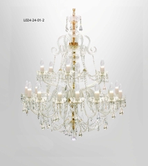 Đèn Chùm Thủy Tinh Màu Trắng 24 Bóng L024