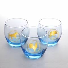 Bộ 6 ly uống nước Luminarc Ice Blue khắc hình 6 con giáp mạ vàng dung tích 320ml