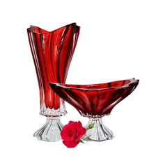 Bộ Bình Bông & Tô có chân Plantica Aurum Crystal 40/33 ĐỎ