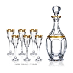 Bộ Bình Rượu Mạnh Safari Gold CRYSTAL BOHEMIA 800ML/50ML