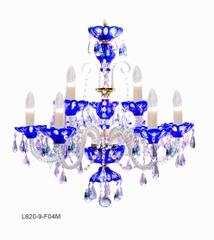 Đèn Chùm Pha Lê Màu Xanh Dương 9 Bóng L620