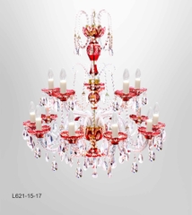 Đèn Chùm Pha Lê Màu Đỏ 15 Bóng L621