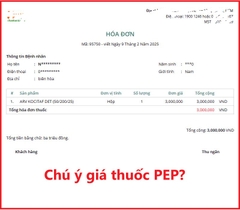 Chú ý giá thuốc PEP 72h