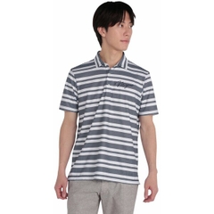 Áo Polo Mizuno Chính Hãng - Official Pique Multi-Lined Printed Short Sleeve - Màu Trắng/Xanh Đậm | JapanSport E2MAC015-80