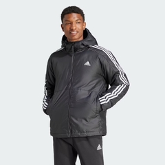 Áo Khoác Adidas Chính Hãng - Essentials 3-Stripes Insulated Hooded Jacket - Màu Đen | JapanSport IN7194