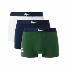 Quần Boxer Lacoste Chính hãng - 3-Pack Stretch Essentials - Màu White/Blue/Green | JapanSport 6H1295-51-P52