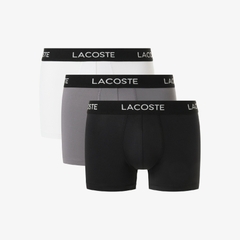 Quần Boxer Lacoste Chính hãng - 3-Pack Microfiber Trunks - Màu Trắng/ Xám/ Đen | JapanSport 5H9623-51-W3Y