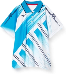 Áo Polo Mizuno Nữ Chính Hãng - Tennis Wear Game Shirt - Màu Trắng/ Xanh | JapanSport 62JA8201-24