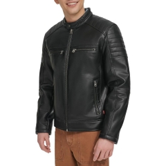 Áo Khoác Da Levi's Chính Hãng - Faux Leather Racer Jacket - Màu Đen | JapanSport LM4JU866-blk