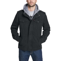 Áo Khoác Levi's Chính Hãng - Washed Cotton Hooded Military Jacket - Màu Đen | JapanSport LM8RC364-blk