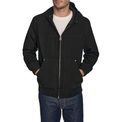 Áo Khoác Levi's Chính Hãng - Buffed Cow Faux Leather Hoody Bomber - Màu Đen | JapanSport LM2RS077-blk