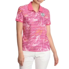 Áo Polo Li-Ning Nữ Chính Hãng - Mizuno Golf Wave Striped Polo Shirt - Màu Hồng | JapanSport 52MA1208-64