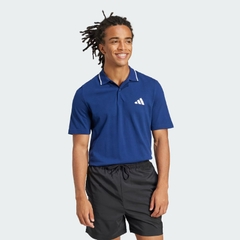 Áo Polo Adidas Nam Chính Hãng - Áo Polo Piqué Logo Nhỏ Essentials - Màu Xanh | JapanSport JE9021