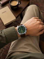 Đồng hồ Fossil Chính hãng - Machine Chronograph Brown Leather Watch | JapanSport FS6100
