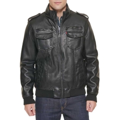 Áo Khoác da Levi's Chính Hãng - Men's Faux Leather 2-Pocket Sherpa Lined Jacket - Màu Nâu | JapanSport LM3RU805-blk