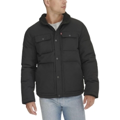 Áo Khoác Levi's Nam Chính Hãng - Quilted Mixed Media Shirttail Work Wear Puffer Jacket - Màu Đen | JapanSport LM2RP184-blk