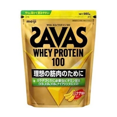 Sữa tăng cân, nở cơ Meiji Chính hãng - Savas WHEY PROTEIN 100 980G - Vị Chuối  | JapanSport