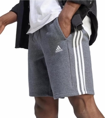 Quần Short Adidas Chính Hãng - Essentials Fleece 3-Stripes Shorts Dark Grey Heather - Màu Xám | JapanSport IJ6486