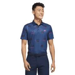 Áo Polo Adidas Nam Chính Hãng - Allover-Print Golf Polo Shirt - Màu Xanh | JapanSport HS7577