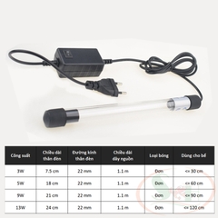 Đèn UV chìm Disinfection UV-C 3W, 5W, 9W, 13W