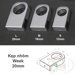 Kẹp nhôm Week CNC giữ ống in out 12, 16, 20 mm