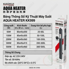 Sưởi Kaokui Aqua Heater KK999 50W / 100W / 200W / 300W / 500W