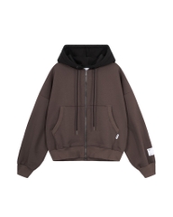 Insane® “Heart Service” Duo Boxy Hoodie Zip - Brown