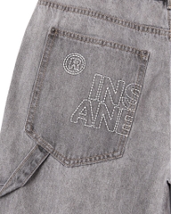 Insane® Patch Denim Shorts - Light Grey