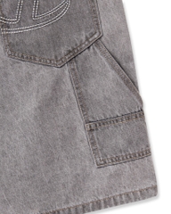 Insane® Patch Denim Shorts - Light Grey