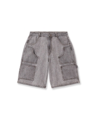 Insane® Patch Denim Shorts - Light Grey
