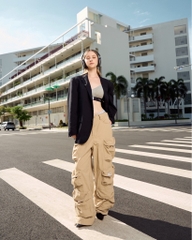Insane® Cargo Parachute Pants - Beige