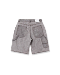 Insane® Patch Denim Shorts - Light Grey