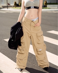 Insane® Cargo Parachute Pants - Beige