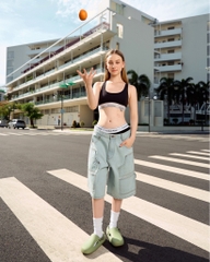 Insane® Patch Denim Shorts - Light Blue
