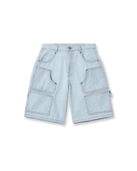Insane® Patch Denim Shorts - Light Blue