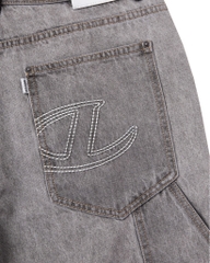 Insane® Patch Denim Shorts - Light Grey