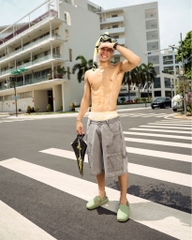 Insane® Patch Denim Shorts - Light Grey