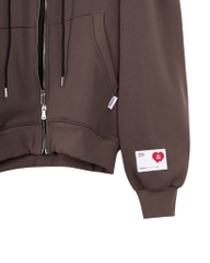 Insane® “Heart Service” Duo Boxy Hoodie Zip - Brown