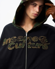 Insane® Camo Patch Hoodie Zip - Black